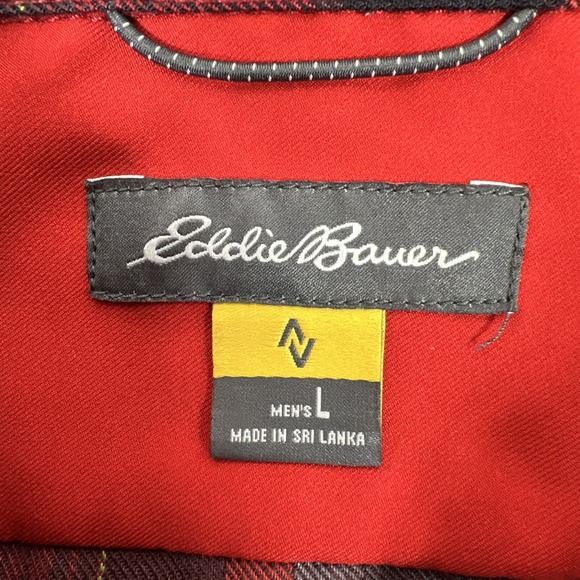 Eddie Bauer Men's Red & Gray Plaid Long Sleeve Shirt Size Large - Picture 7 of 12